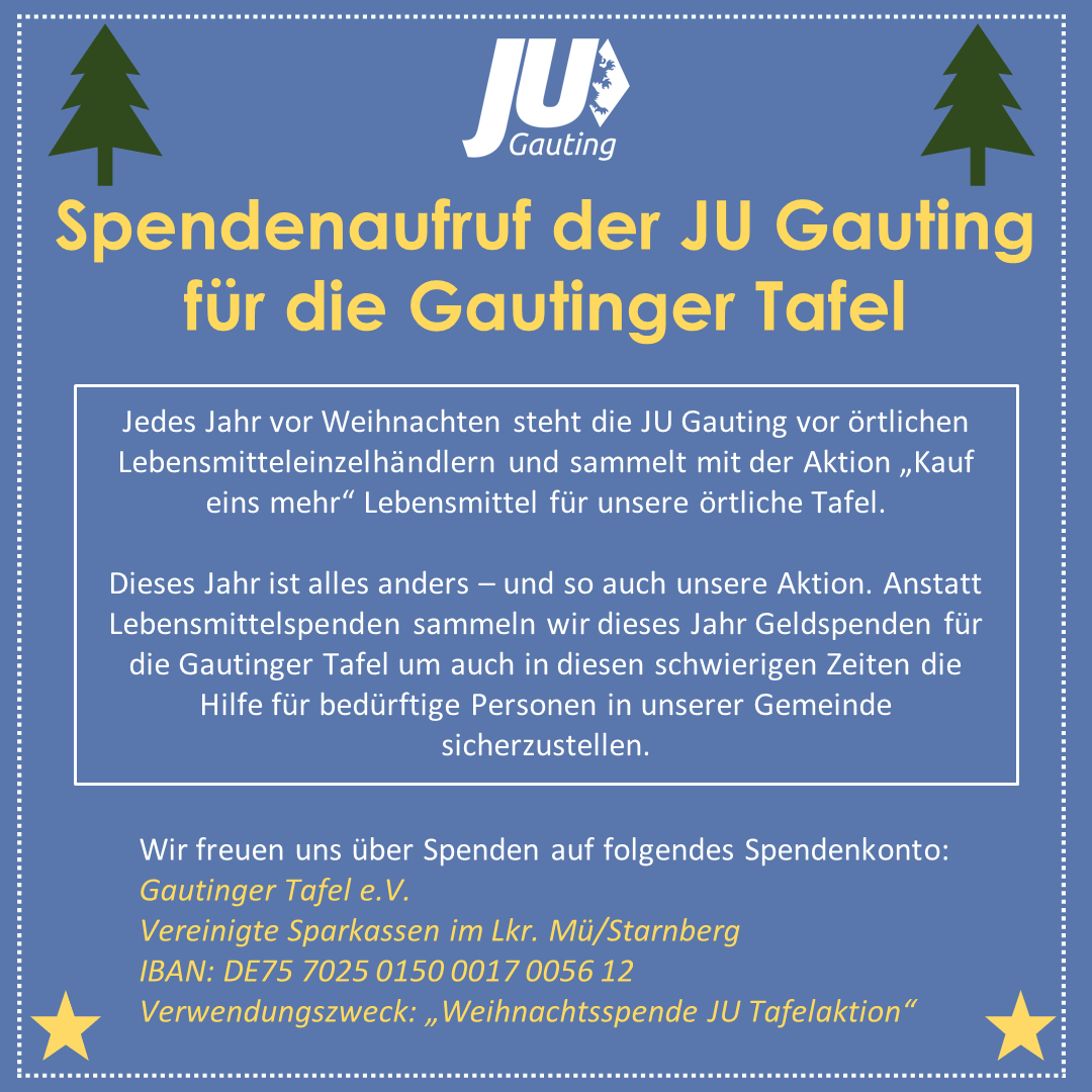 Spendenaufruf der JU Gauting