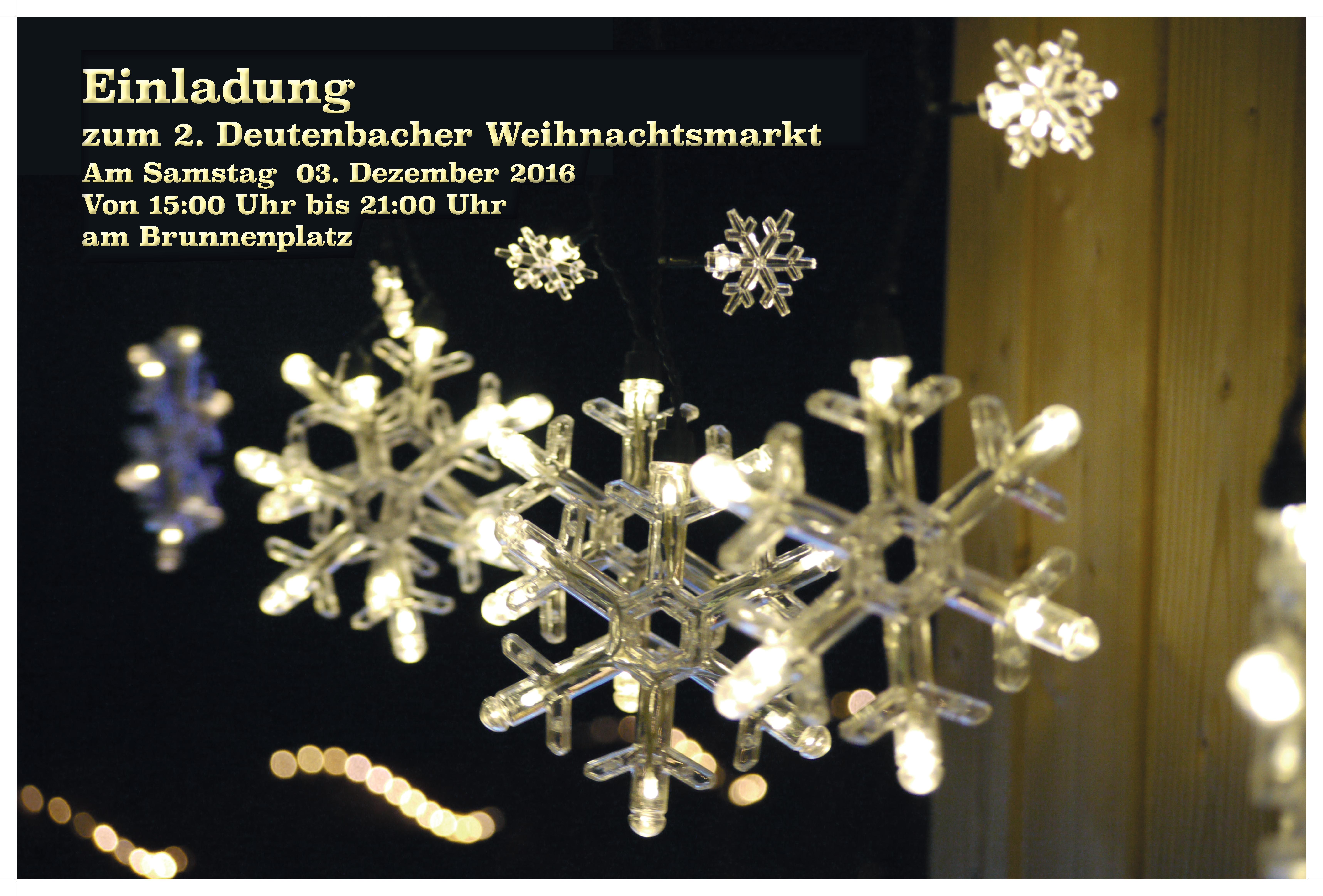 Herzliche Einladung zum 2. Deutenbacher Weihnachtsmarkt